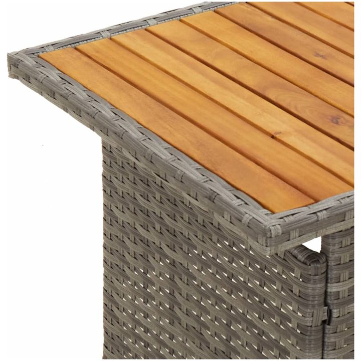 Trädgårdsbord grå 100x50x43/63 cm akaciaträ & konstrotting vidaXL – bild 6
