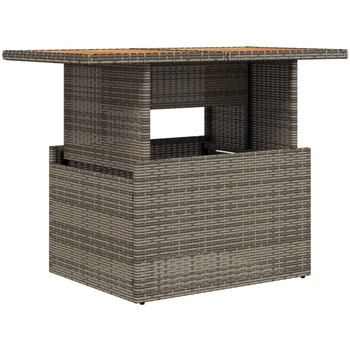 Trädgårdsbord grå 100x55x73 cm konstrotting och akaciaträ vidaXL – bild 2
