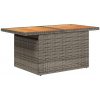 Trädgårdsbord grå 100x55x73 cm konstrotting och akaciaträ vidaXL – miniatyr 4