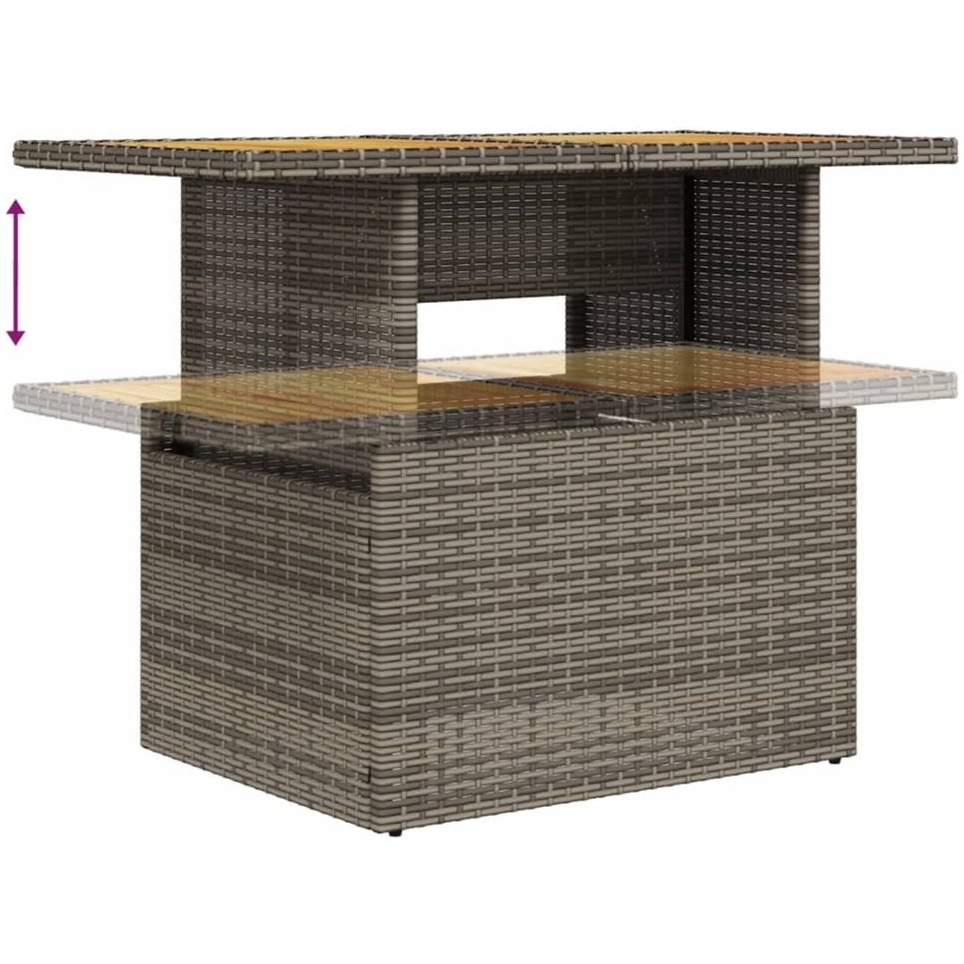 Trädgårdsbord grå 100x55x73 cm konstrotting och akaciaträ vidaXL – bild 8
