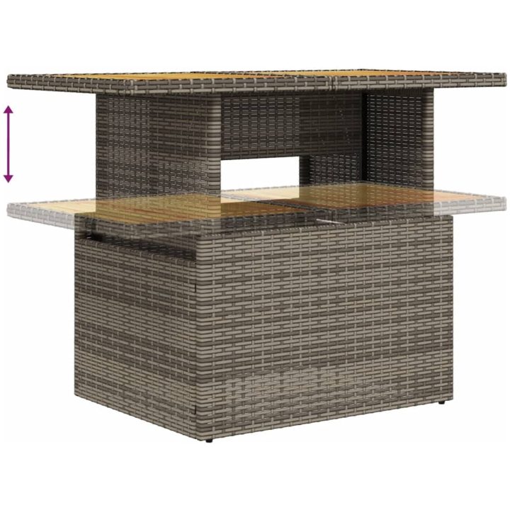 Trädgårdsbord grå 100x55x73 cm konstrotting och akaciaträ vidaXL – bild 8