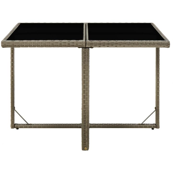 Trädgårdsbord grå 109x107x74 cm konstrotting och glas vidaXL – bild 2