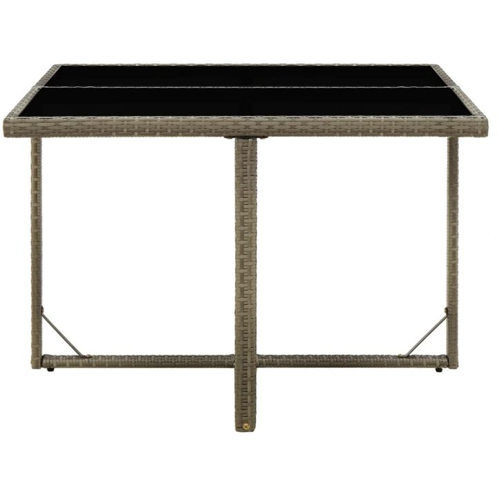 Trädgårdsbord grå 109x107x74 cm konstrotting och glas vidaXL – bild 3
