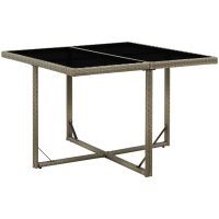 Trädgårdsbord grå 109x107x74 cm konstrotting och glas vidaXL