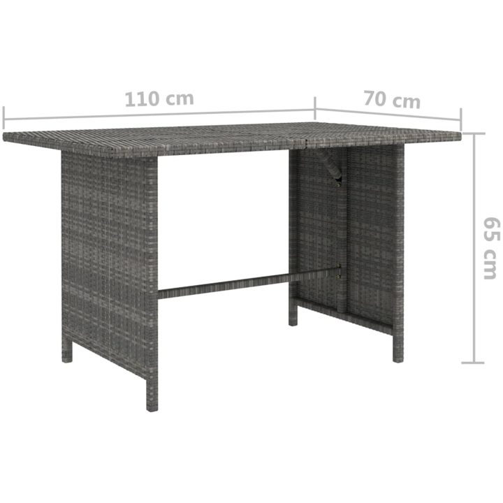 Trädgårdsbord grå 110x70x65cm konstrotting vidaXL – bild 4