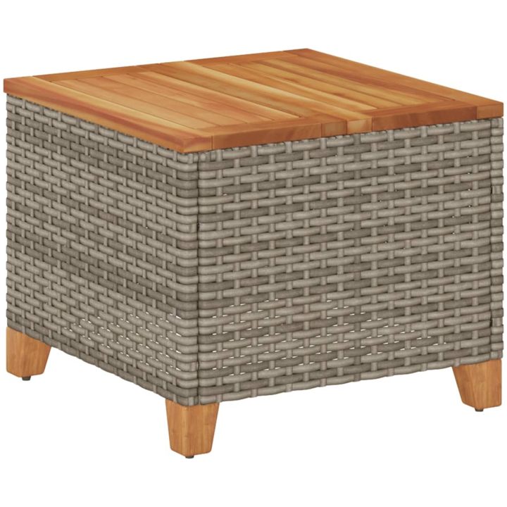 Trädgårdsbord grå 45x45x37 cm konstrotting akaciaträ vidaXL – bild 2
