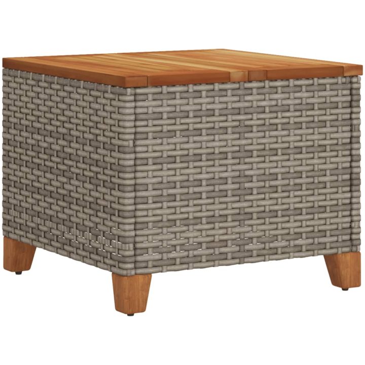 Trädgårdsbord grå 45x45x37 cm konstrotting akaciaträ vidaXL – bild 6