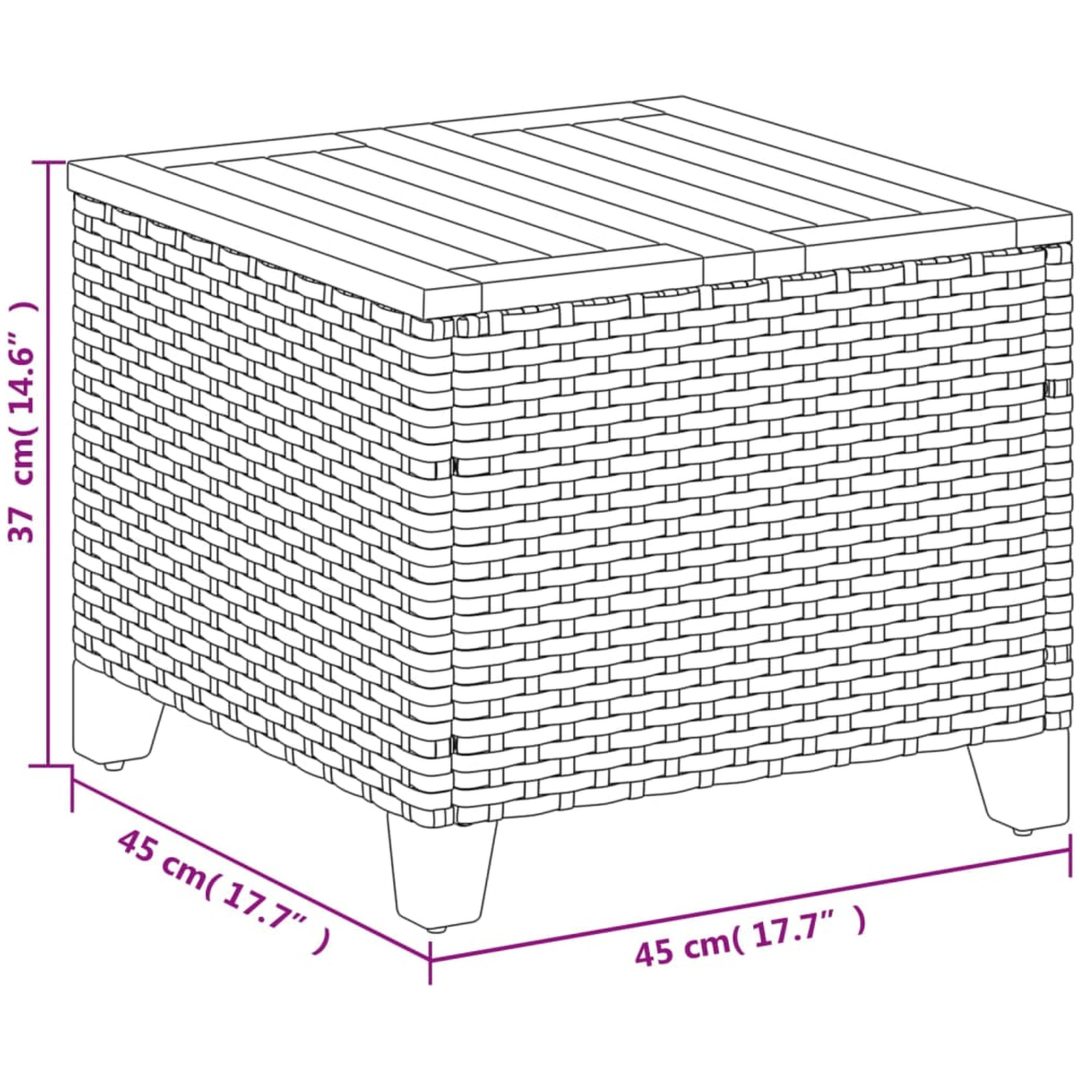 Trädgårdsbord grå 45x45x37 cm konstrotting akaciaträ vidaXL – bild 9