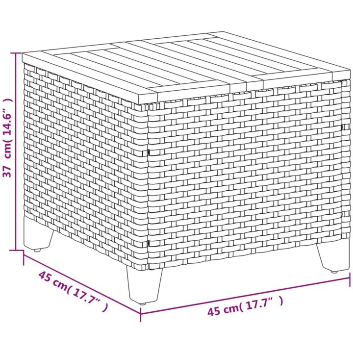 Trädgårdsbord grå 45x45x37 cm konstrotting akaciaträ vidaXL – bild 9