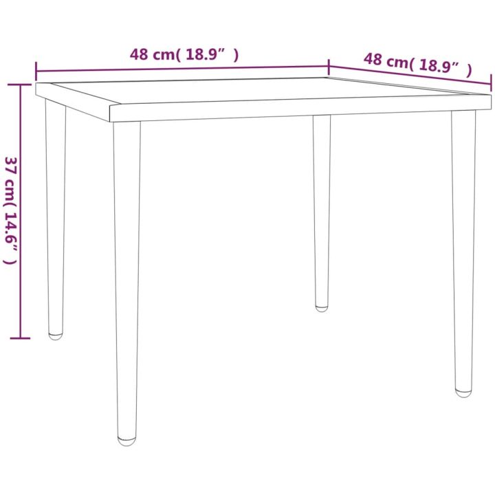Trädgårdsbord grå 48x48x37 cm stål vidaXL – bild 6