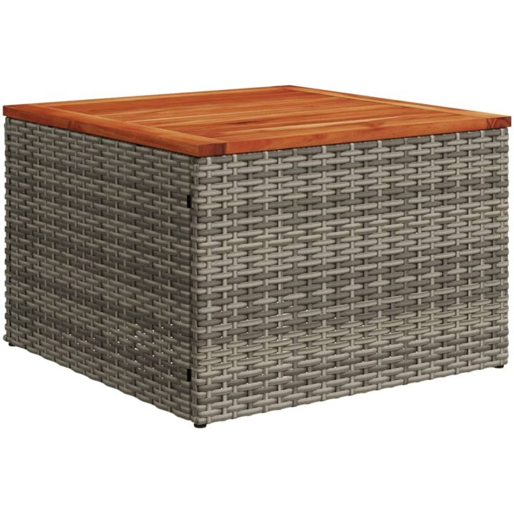 Trädgårdsbord grå 55x55x37 cm konstrotting och akaciaträ vidaXL – bild 2