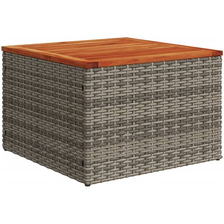 Trädgårdsbord grå 55x55x37 cm konstrotting och akaciaträ vidaXL – bild 6