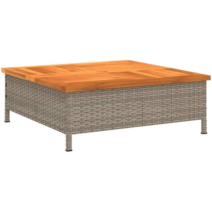 Trädgårdsbord grå 70x70x25 cm rotting och akaciaträ vidaXL – bild 2
