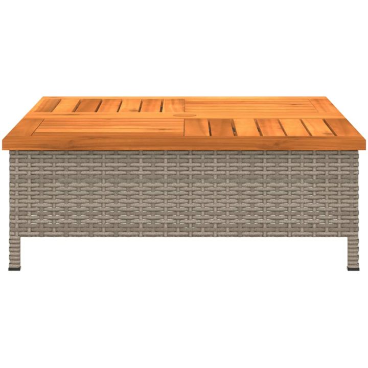 Trädgårdsbord grå 70x70x25 cm rotting och akaciaträ vidaXL – bild 5