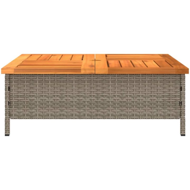 Trädgårdsbord grå 70x70x25 cm rotting och akaciaträ vidaXL – bild 6