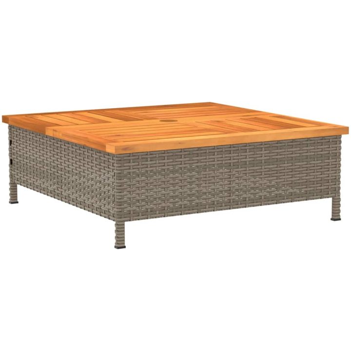 Trädgårdsbord grå 70x70x25 cm rotting och akaciaträ vidaXL – bild 7
