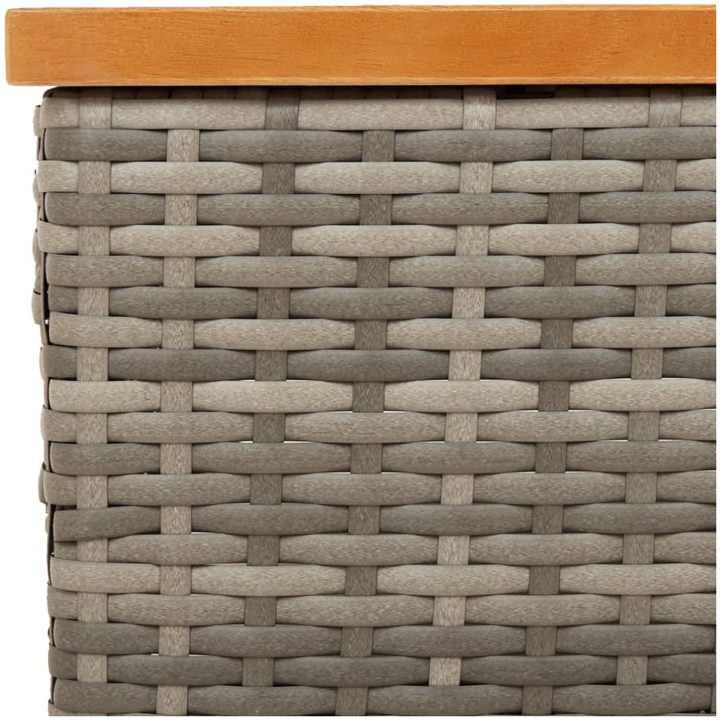 Trädgårdsbord grå 70x70x25 cm rotting och akaciaträ vidaXL – bild 8