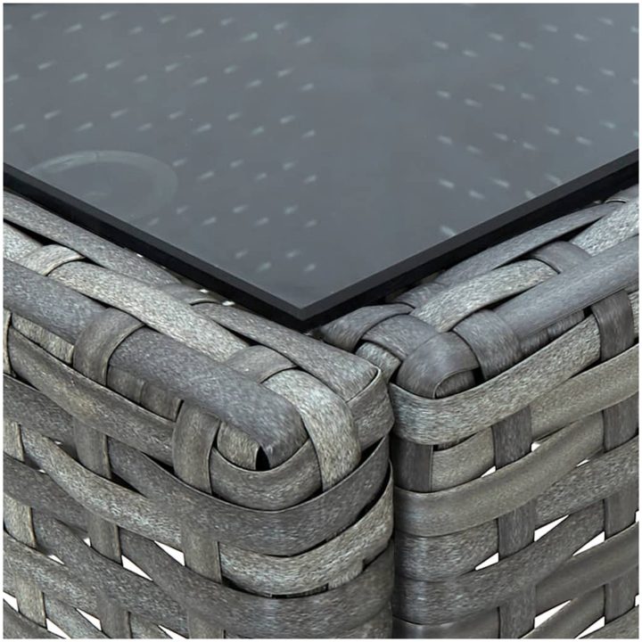 Trädgårdsbord grå 75x40x37 cm konstrotting vidaXL – bild 4