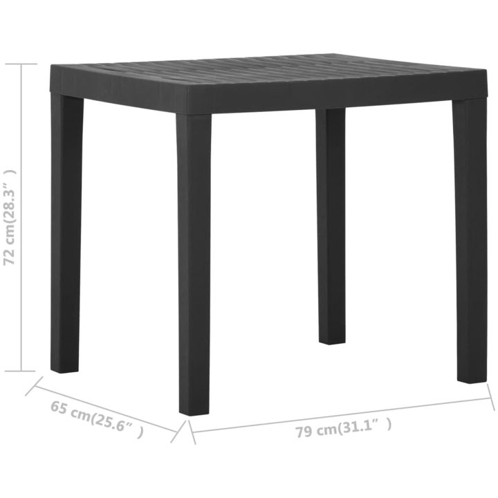 Trädgårdsbord grå 79x65x72 cm plast vidaXL – bild 5