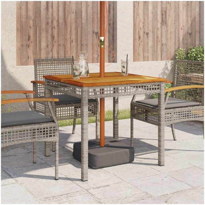 Trädgårdsbord grå 80x80x74 cm konstrotting akaciaträ vidaXL 80 x 80 x 75 cm – bild 3