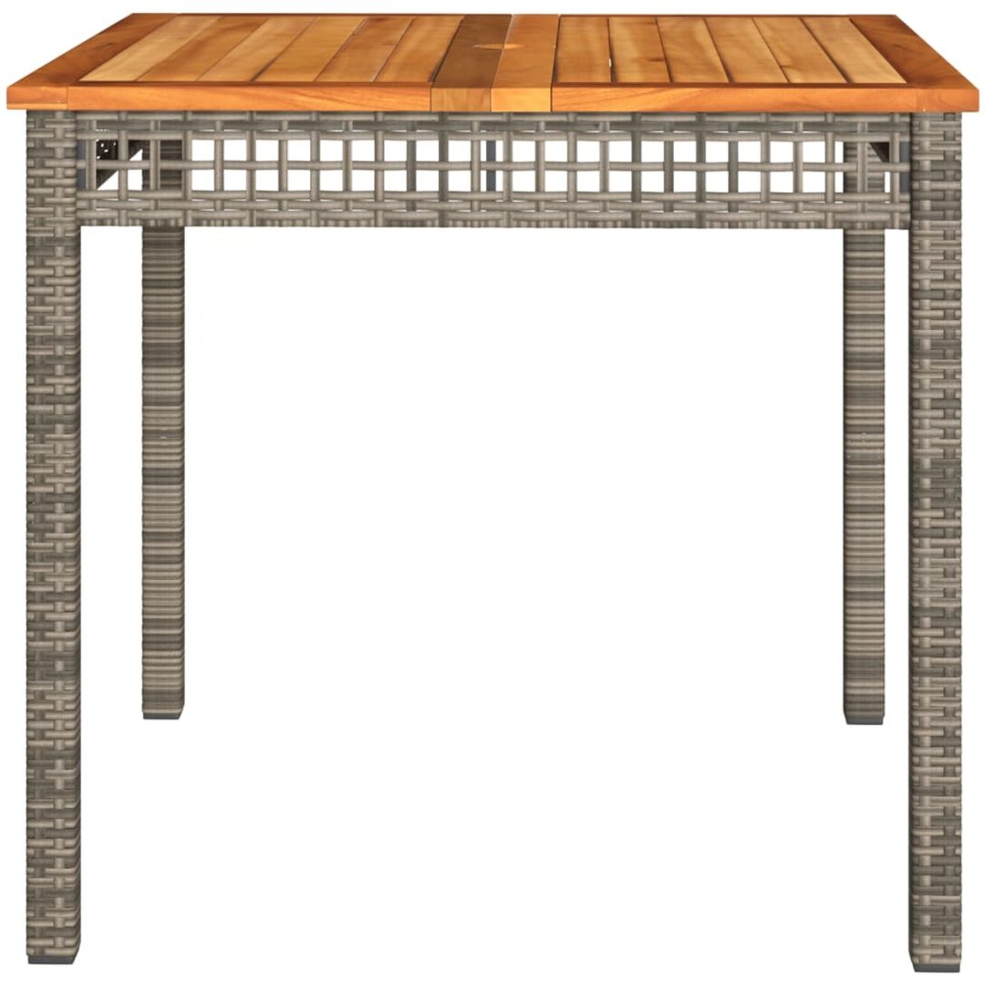 Trädgårdsbord grå 80x80x74 cm konstrotting akaciaträ vidaXL 80 x 80 x 75 cm – bild 5
