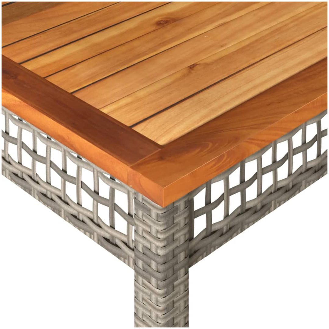 Trädgårdsbord grå 80x80x74 cm konstrotting akaciaträ vidaXL 80 x 80 x 75 cm – bild 7