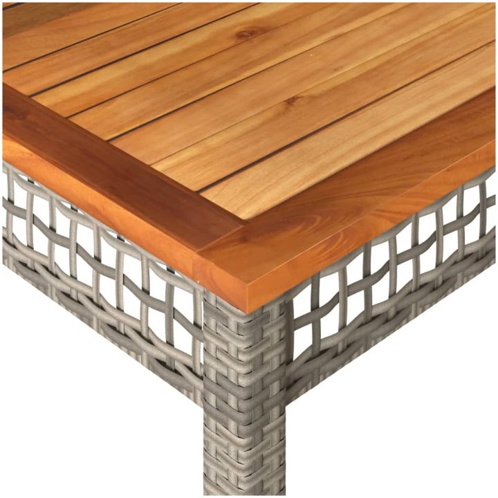 Trädgårdsbord grå 80x80x74 cm konstrotting akaciaträ vidaXL 80 x 80 x 75 cm – bild 7