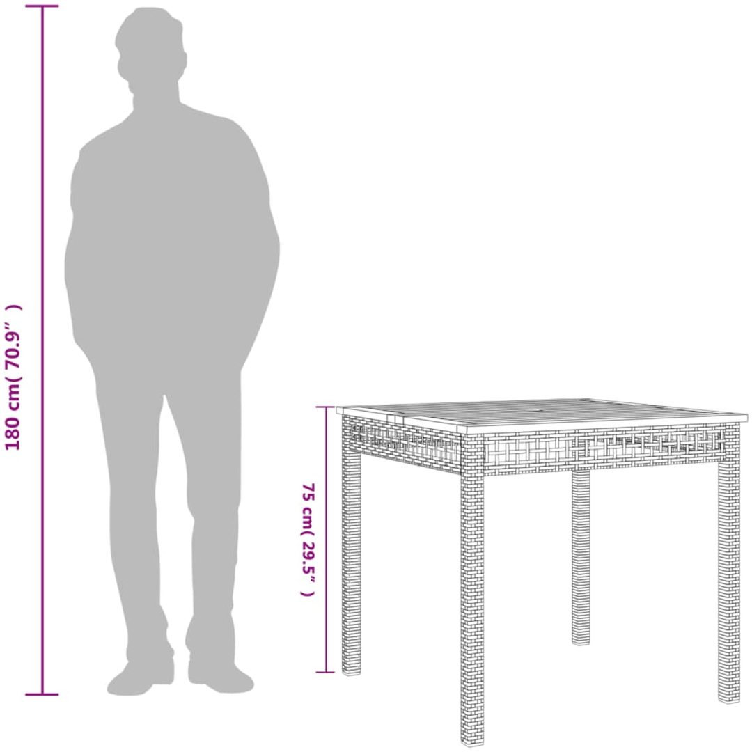 Trädgårdsbord grå 80x80x74 cm konstrotting akaciaträ vidaXL 80 x 80 x 75 cm – bild 9