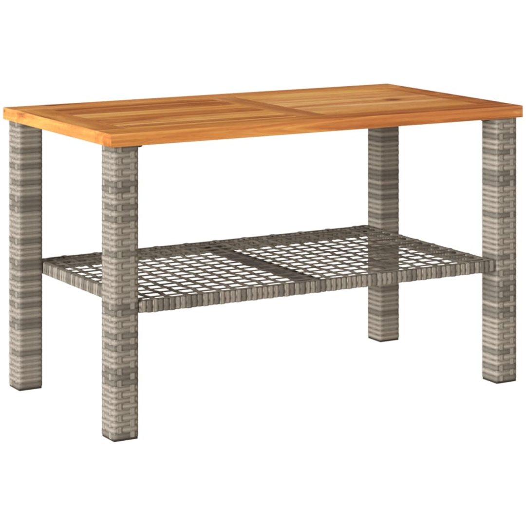 Trädgårdsbord grå konstrotting akaciaträ vidaXL 70 x 38 x 42 cm – bild 2