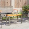Trädgårdsbord grå konstrotting akaciaträ vidaXL 70 x 38 x 42 cm – miniatyr 3
