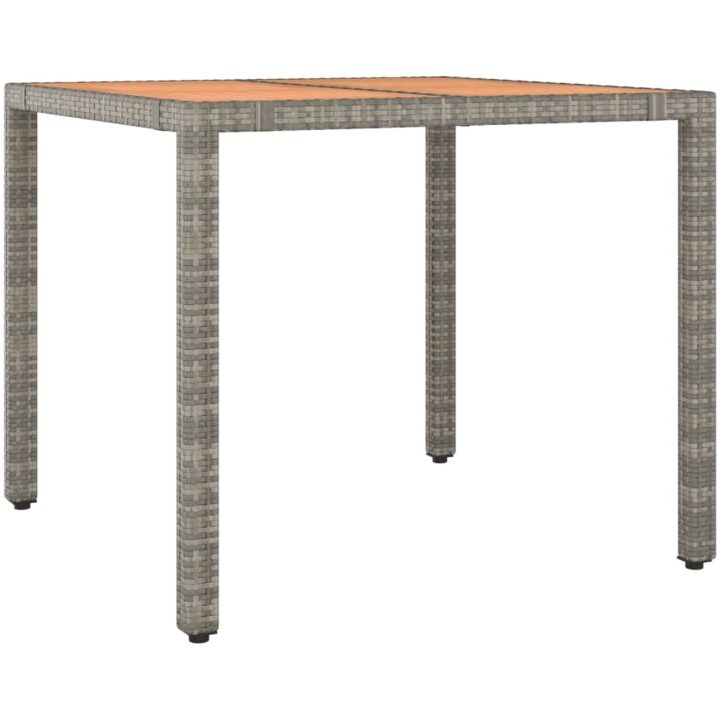 Trädgårdsbord grå konstrotting & massiv akacia vidaXL 90 x 90 x 75 cm – bild 2
