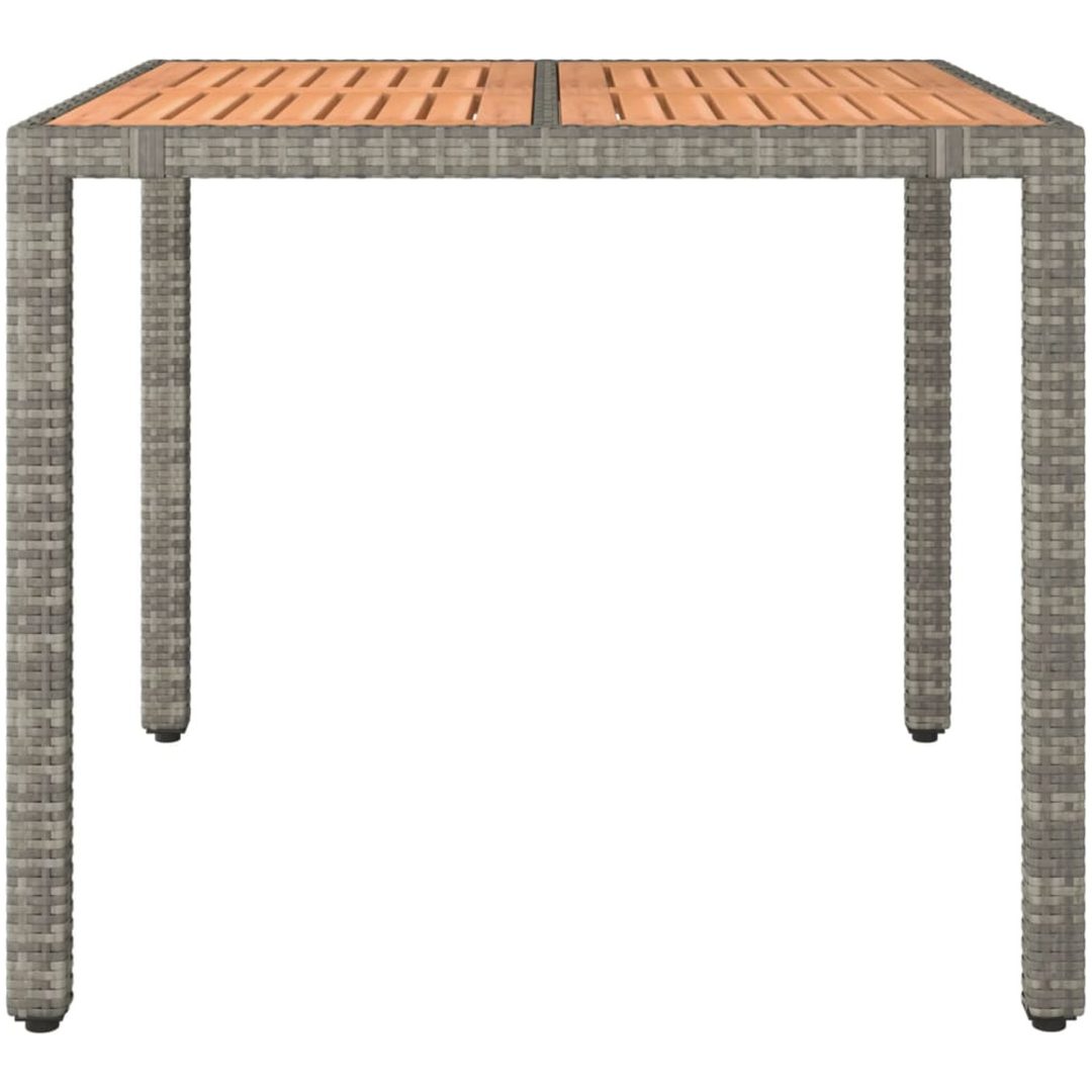 Trädgårdsbord grå konstrotting & massiv akacia vidaXL 90 x 90 x 75 cm – bild 3