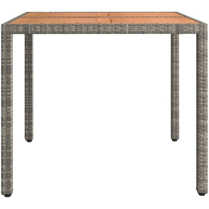 Trädgårdsbord grå konstrotting & massiv akacia vidaXL 90 x 90 x 75 cm – bild 4
