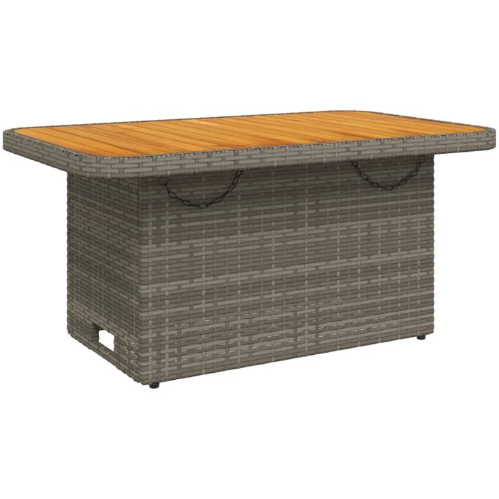 Trädgårdsbord grå konstrotting och akaciaträ vidaXL 90 x 55 x 71 cm – bild 2
