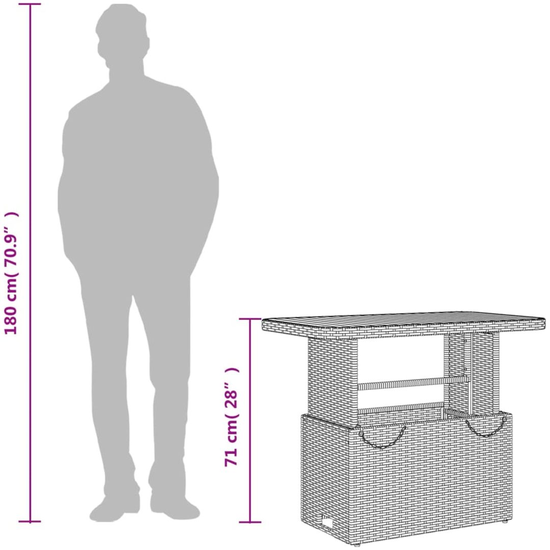 Trädgårdsbord grå konstrotting och akaciaträ vidaXL 90 x 55 x 71 cm – bild 12