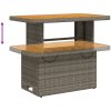 Trädgårdsbord grå konstrotting och akaciaträ vidaXL 90 x 55 x 71 cm – miniatyr 4