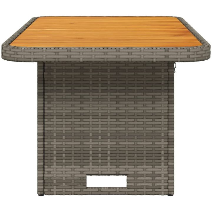 Trädgårdsbord grå konstrotting och akaciaträ vidaXL 90 x 55 x 71 cm – bild 6