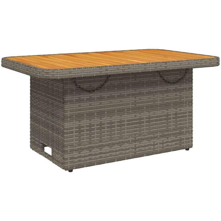 Trädgårdsbord grå konstrotting och akaciaträ vidaXL 90 x 55 x 71 cm – bild 7