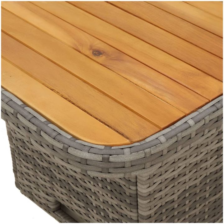 Trädgårdsbord grå konstrotting och akaciaträ vidaXL 90 x 55 x 71 cm – bild 9