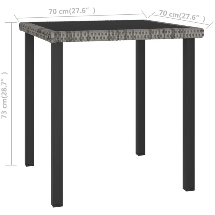Trädgårdsbord grå konstrotting vidaXL 70 x 70 x 73 cm – bild 4