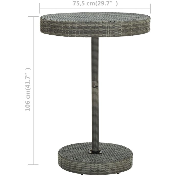 Trädgårdsbord grå konstrotting vidaXL 75.5 x 106 cm – bild 4