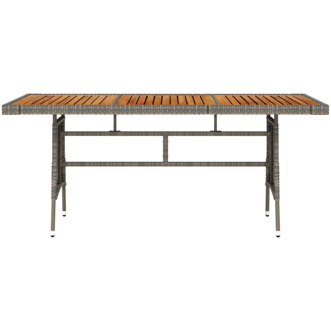 Trädgårdsbord grå konstrotting&massiv akacia vidaXL 160 x 70 x 72 cm – bild 2