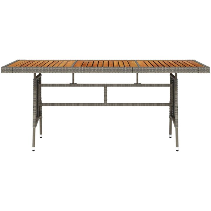 Trädgårdsbord grå konstrotting&massiv akacia vidaXL 160 x 70 x 72 cm – bild 2