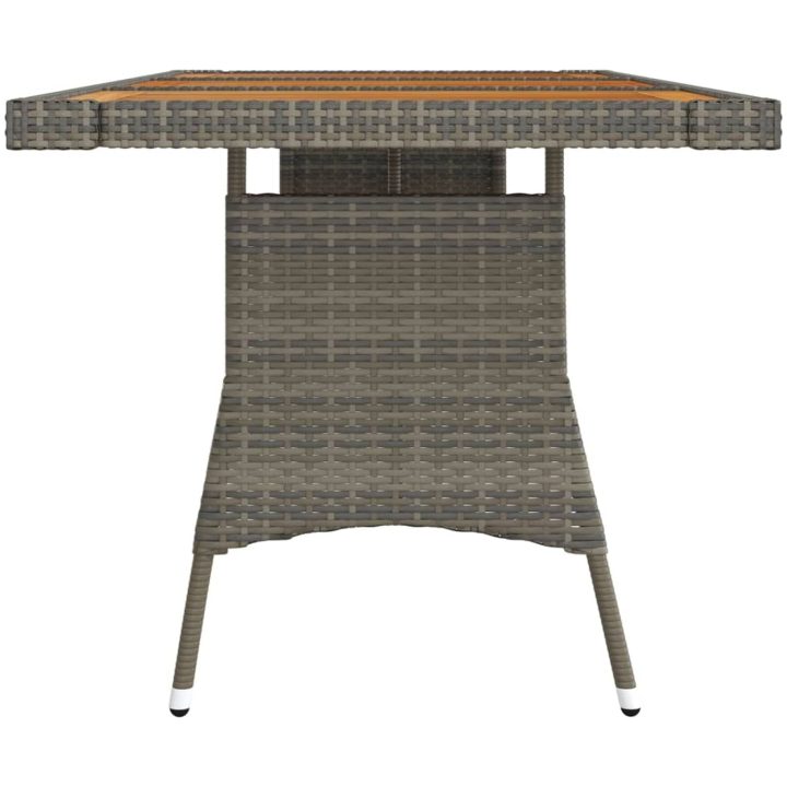 Trädgårdsbord grå konstrotting&massiv akacia vidaXL 160 x 70 x 72 cm – bild 3