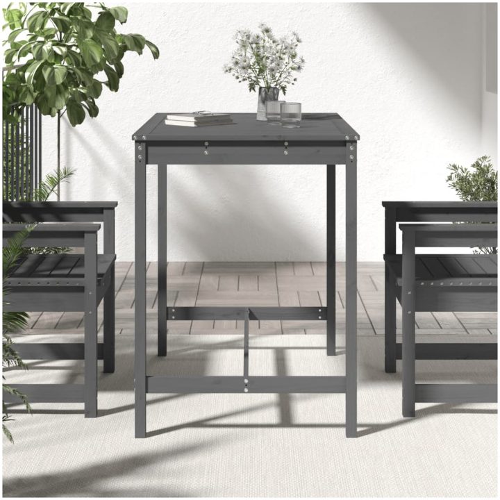 Trädgårdsbord grå massiv furu vidaXL 121 x 82.5 x 110 cm – bild 3