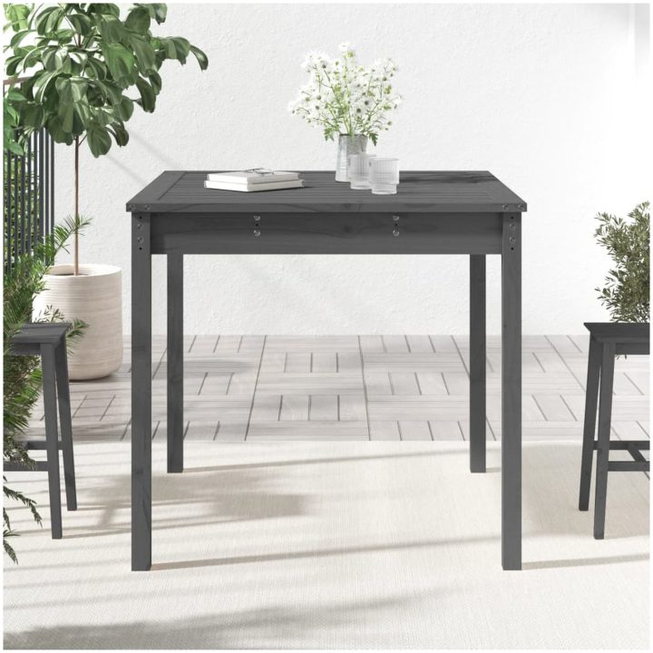 Trädgårdsbord grå massiv furu vidaXL 82.5 x 82.5 x 76 cm – bild 3