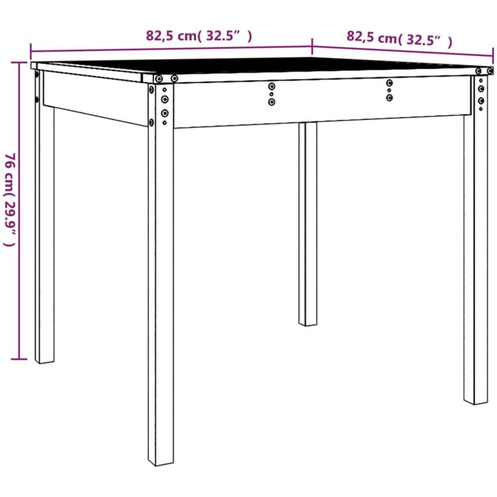 Trädgårdsbord grå massiv furu vidaXL 82.5 x 82.5 x 76 cm – bild 8