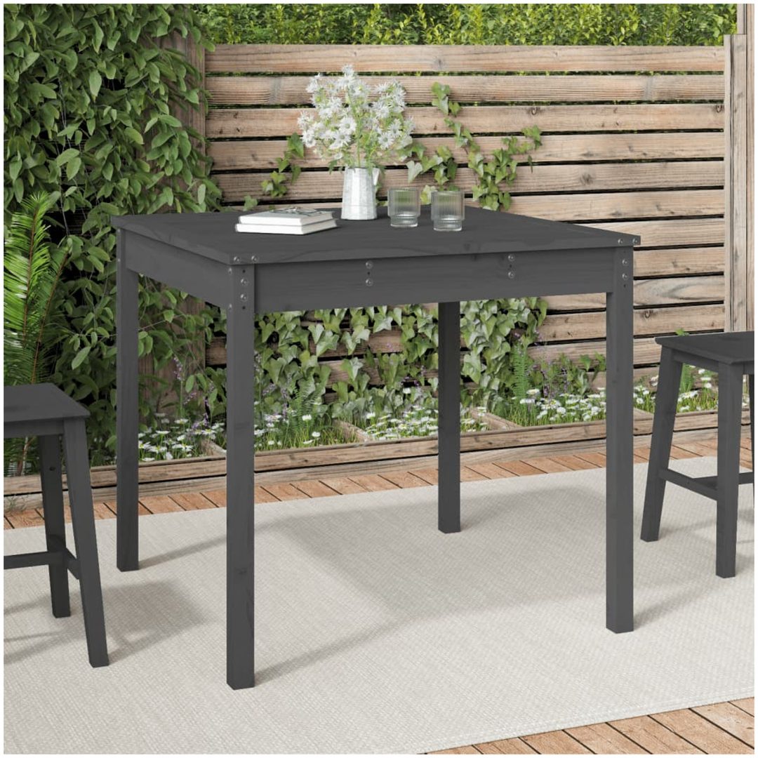 Trädgårdsbord grå massiv furu vidaXL 82.5 x 82.5 x 76 cm