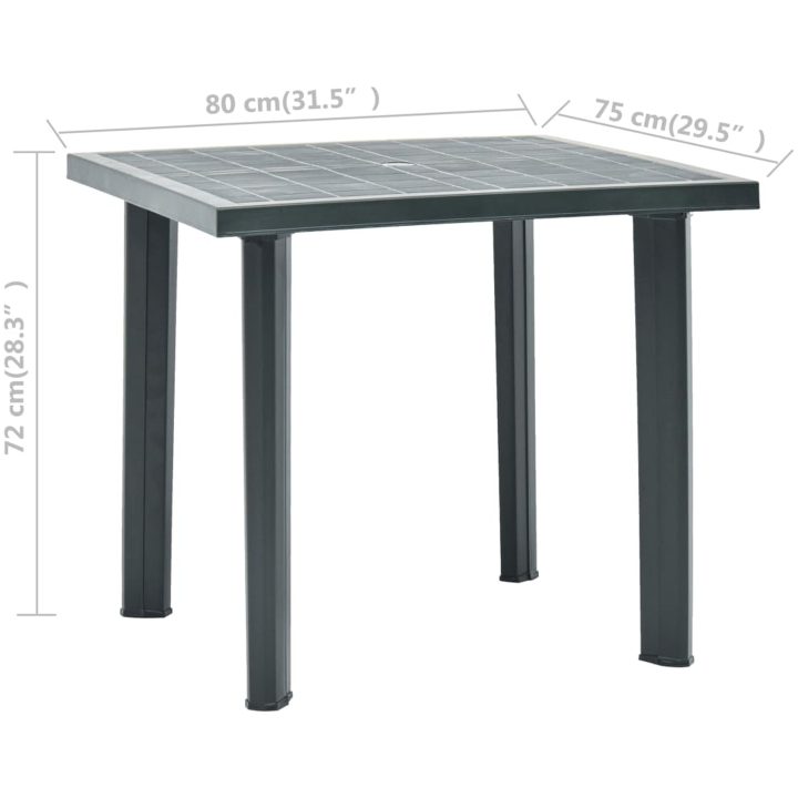 Trädgårdsbord grön 80x75x72 cm plast vidaXL – bild 6