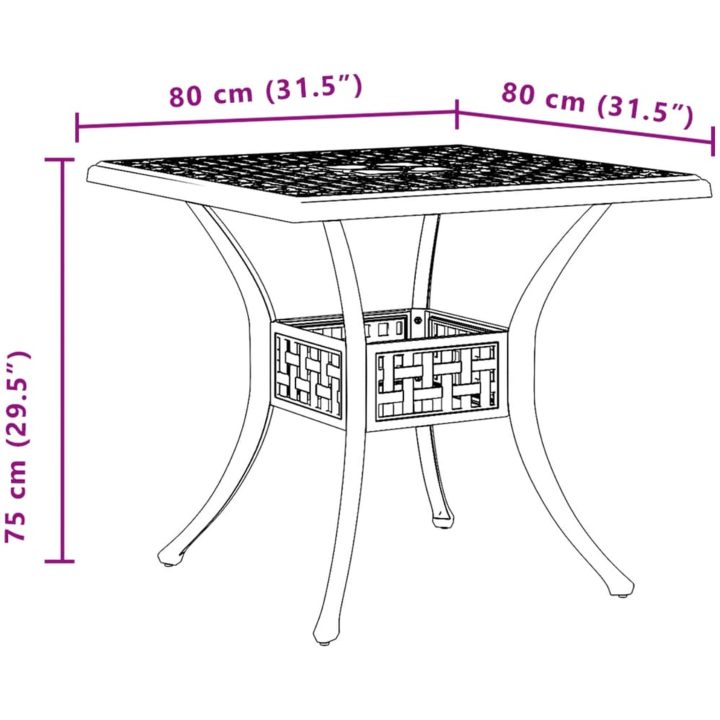 Trädgårdsbord grön 80x80x75 cm gjuten aluminium vidaXL – bild 11